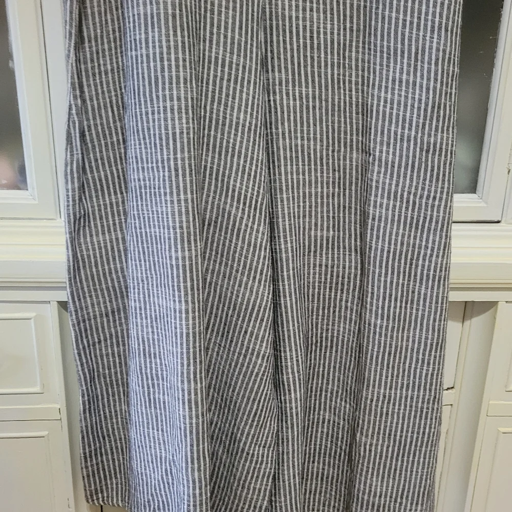 Max Studio Striped Sleeveless Pin Stripe Jumpsuit Rumper Cotton Linen Blend Sm - Picture 12 of 14